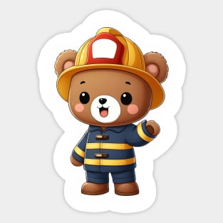 Cute Firefighter Bear Kawaii Sticker